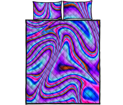 Purple Psychedelic Trippy Print Quilt Bed Set