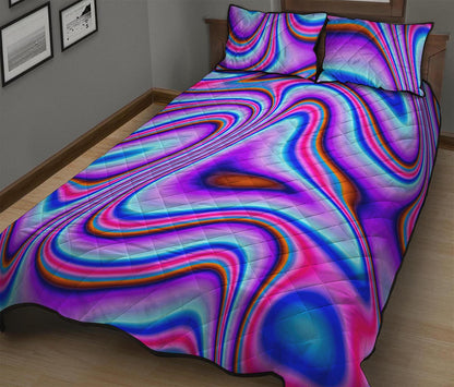 Purple Psychedelic Trippy Print Quilt Bed Set
