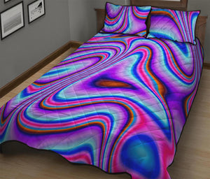 Purple Psychedelic Trippy Print Quilt Bed Set