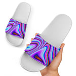 Purple Psychedelic Trippy Print White Slide Sandals