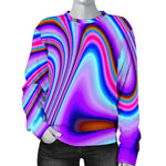 Purple Psychedelic Trippy Print Women's Crewneck Sweatshirt GearFrost