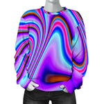 Purple Psychedelic Trippy Print Women's Crewneck Sweatshirt GearFrost