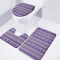 Purple Ribbon Knitted Pattern Print 3 Piece Bath Mat Set