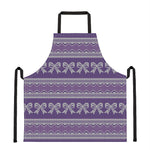 Purple Ribbon Knitted Pattern Print Apron