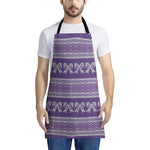 Purple Ribbon Knitted Pattern Print Apron