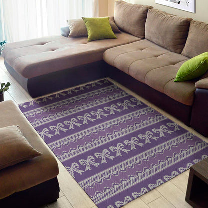 Purple Ribbon Knitted Pattern Print Area Rug