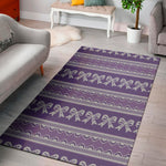 Purple Ribbon Knitted Pattern Print Area Rug