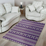 Purple Ribbon Knitted Pattern Print Area Rug