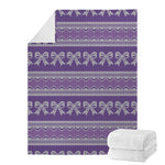 Purple Ribbon Knitted Pattern Print Blanket