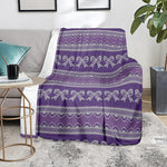 Purple Ribbon Knitted Pattern Print Blanket