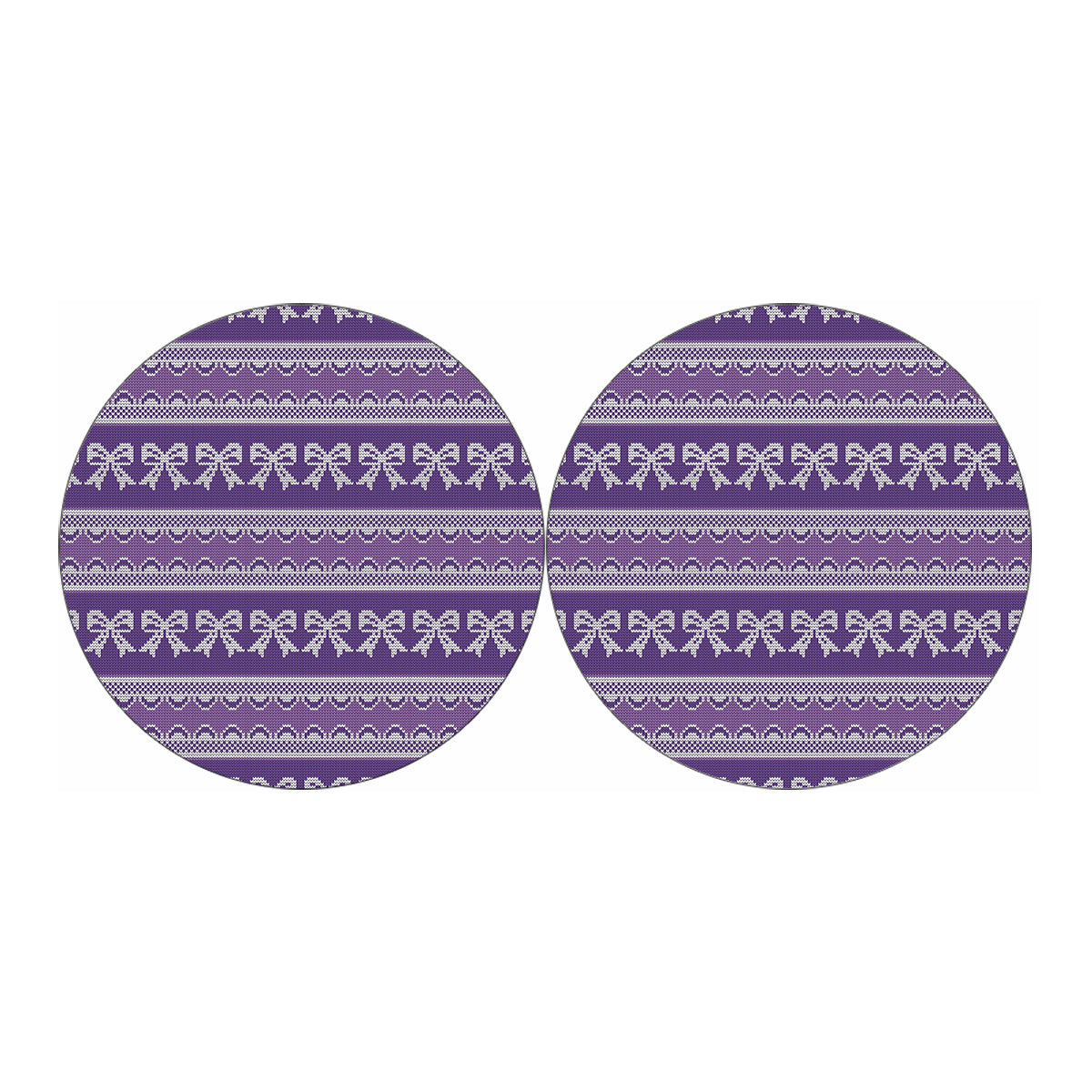 Purple Ribbon Knitted Pattern Print Car Coasters