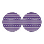 Purple Ribbon Knitted Pattern Print Car Coasters
