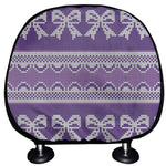 Purple Ribbon Knitted Pattern Print Car Headrest Covers