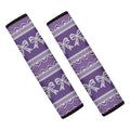 Purple Ribbon Knitted Pattern Print Car Seat Belt Covers