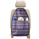 Purple Ribbon Knitted Pattern Print Car Seat Organizers
