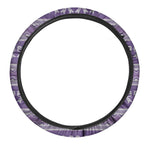 Purple Ribbon Knitted Pattern Print Car Steering Wheel Cover