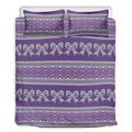 Purple Ribbon Knitted Pattern Print Duvet Cover Bedding Set