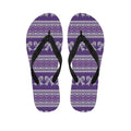 Purple Ribbon Knitted Pattern Print Flip Flops