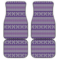 Purple Ribbon Knitted Pattern Print Front and Back Car Floor Mats