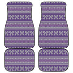 Purple Ribbon Knitted Pattern Print Front and Back Car Floor Mats