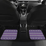 Purple Ribbon Knitted Pattern Print Front and Back Car Floor Mats