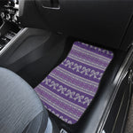 Purple Ribbon Knitted Pattern Print Front and Back Car Floor Mats