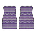 Purple Ribbon Knitted Pattern Print Front Car Floor Mats