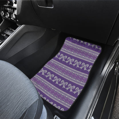Purple Ribbon Knitted Pattern Print Front Car Floor Mats