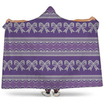Purple Ribbon Knitted Pattern Print Hooded Blanket