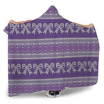 Purple Ribbon Knitted Pattern Print Hooded Blanket