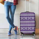 Purple Ribbon Knitted Pattern Print Luggage Cover