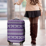 Purple Ribbon Knitted Pattern Print Luggage Cover