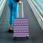 Purple Ribbon Knitted Pattern Print Luggage Cover