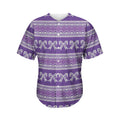 Purple Ribbon Knitted Pattern Print Men's Baseball Jersey