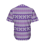 Purple Ribbon Knitted Pattern Print Men's Baseball Jersey