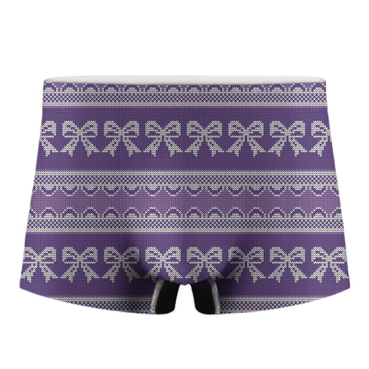 Purple Ribbon Knitted Pattern Print Men's Boxer Briefs