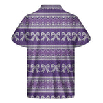Purple Ribbon Knitted Pattern Print Men's Short Sleeve Shirt