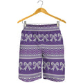 Purple Ribbon Knitted Pattern Print Men's Shorts