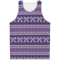 Purple Ribbon Knitted Pattern Print Men's Tank Top