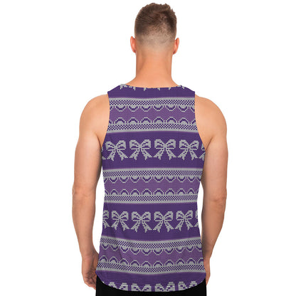 Purple Ribbon Knitted Pattern Print Men's Tank Top