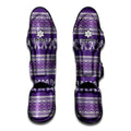 Purple Ribbon Knitted Pattern Print Muay Thai Shin Guards