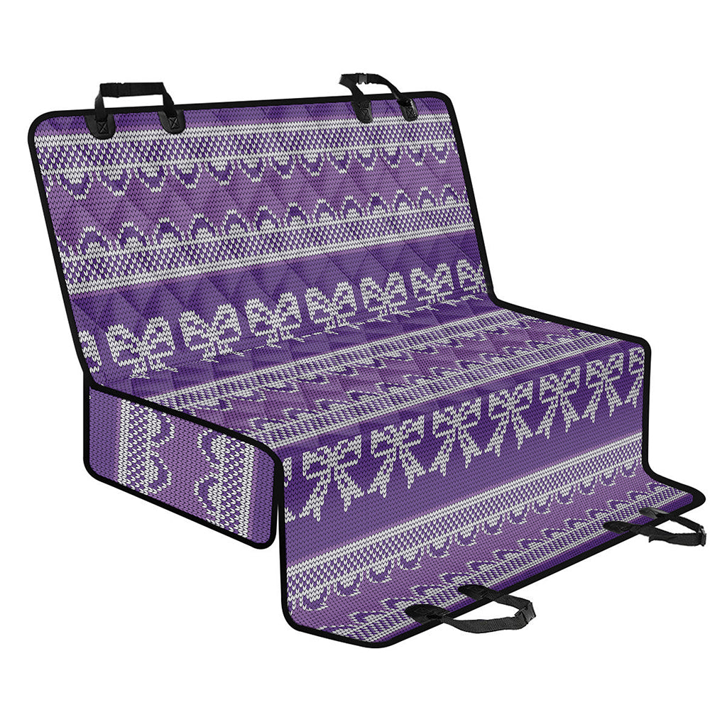Purple Ribbon Knitted Pattern Print Pet Car Back Seat Cover