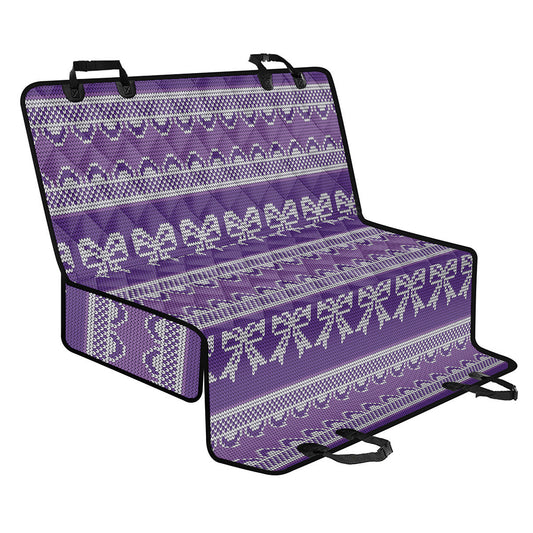 Purple Ribbon Knitted Pattern Print Pet Car Back Seat Cover