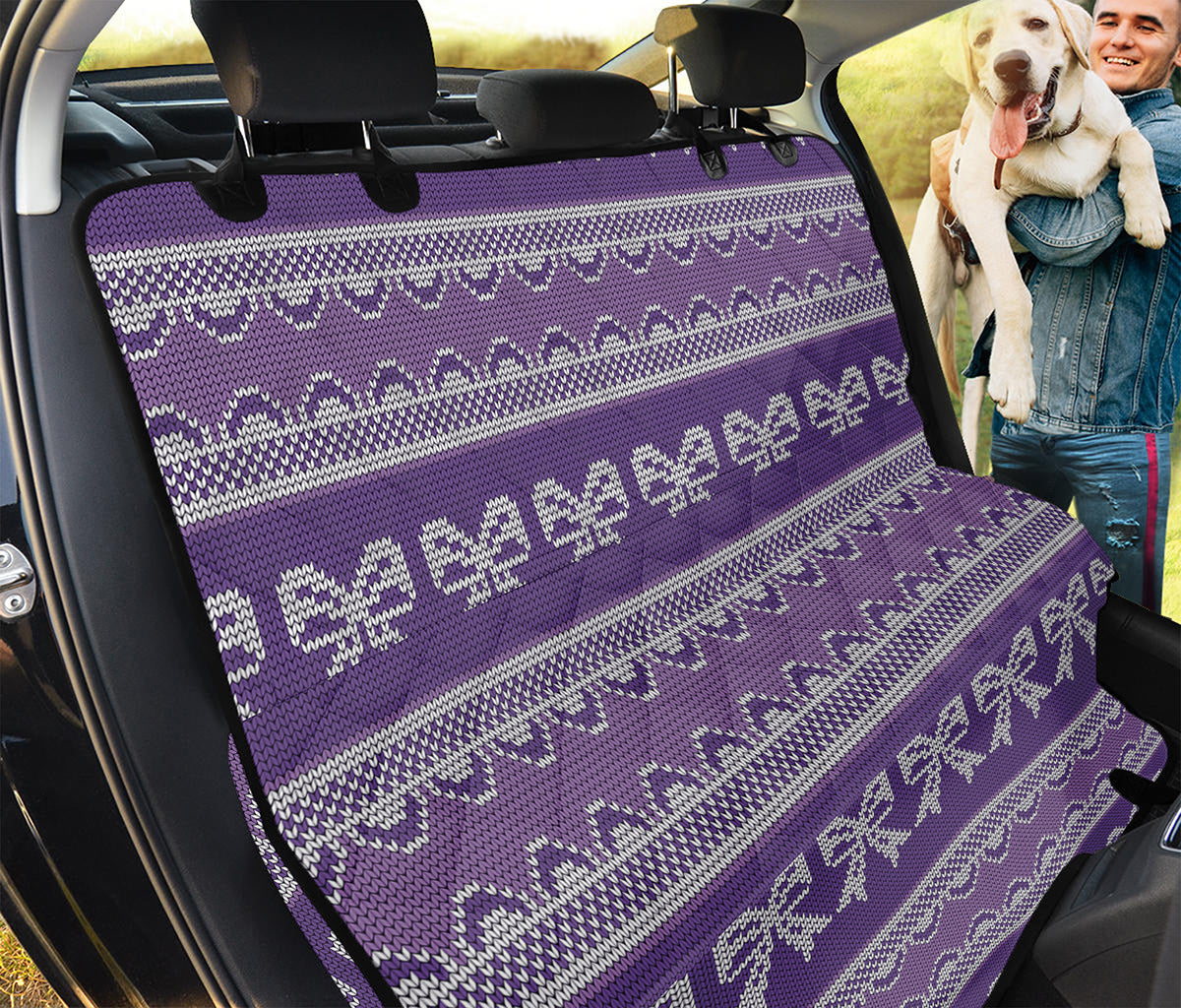 Purple Ribbon Knitted Pattern Print Pet Car Back Seat Cover