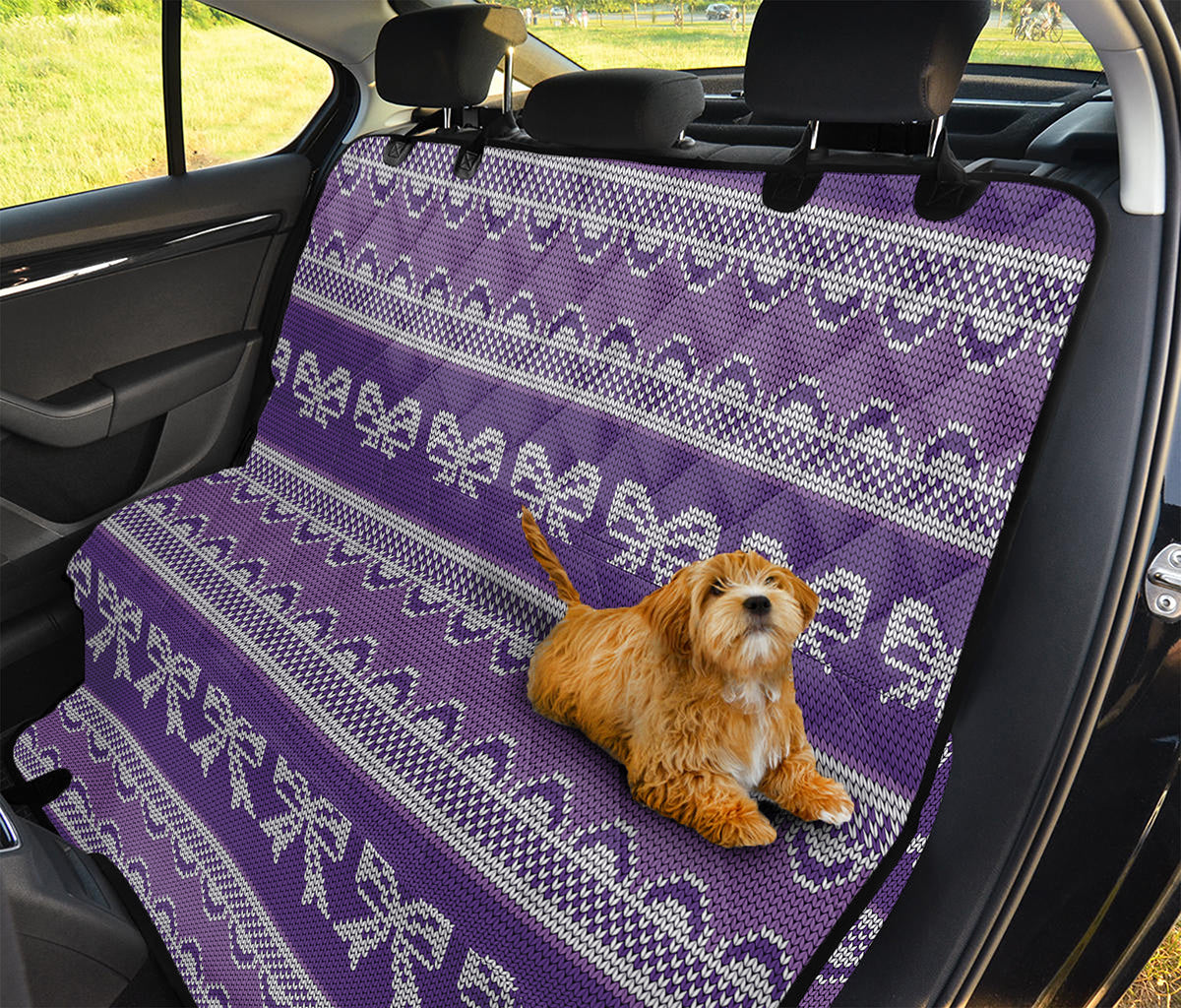 Purple Ribbon Knitted Pattern Print Pet Car Back Seat Cover