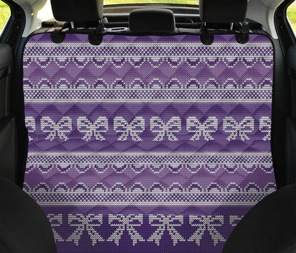 Purple Ribbon Knitted Pattern Print Pet Car Back Seat Cover