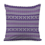 Purple Ribbon Knitted Pattern Print Pillow Cover