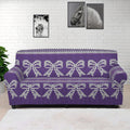 Purple Ribbon Knitted Pattern Print Sofa Cover