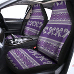Purple Ribbon Knitted Pattern Print Universal Fit Car Seat Covers