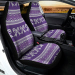 Purple Ribbon Knitted Pattern Print Universal Fit Car Seat Covers